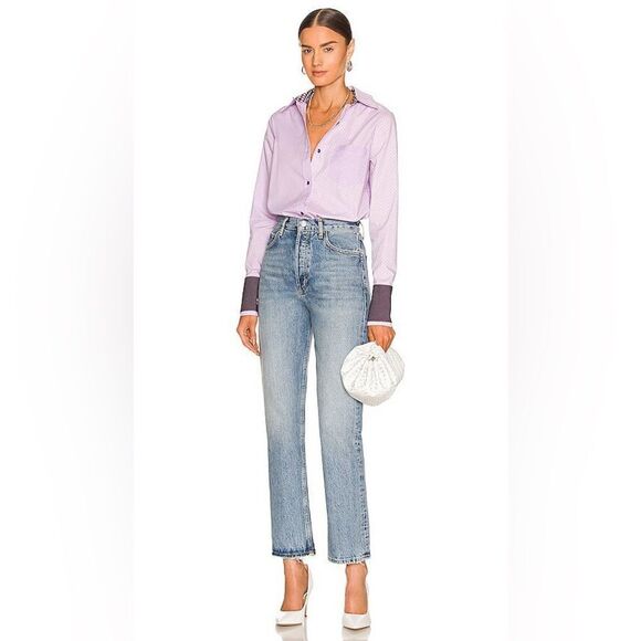 NWOT Le Superbe Ex-Boyfriend Double Cuff Button Down Shirt in Lavender Fields 0 - Picture 2 of 16